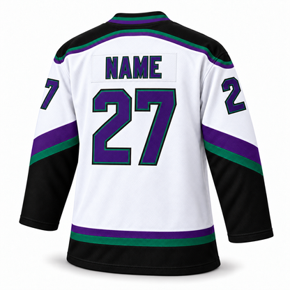 Minnesota Moose white jersey back mockup, NAME 27