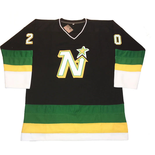 Minnesota North Stars black-and-gold concept jersey with gold N-star crest — Royal Retros