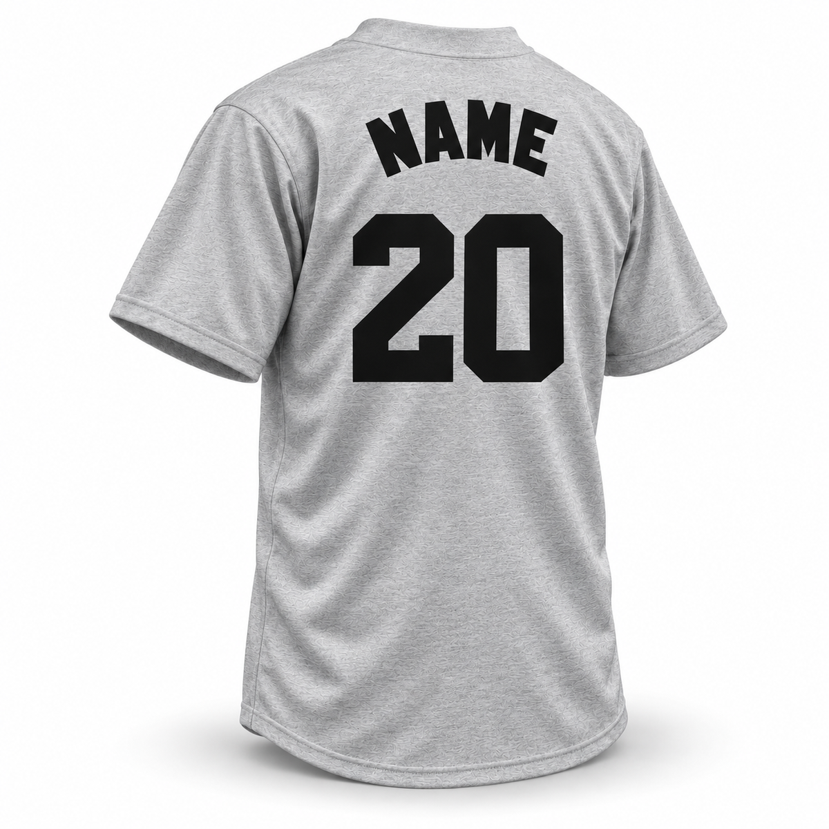 Montgomery Gray Sox NLB jersey gray back mockup with solid black block NAME and number 20 without outlines
