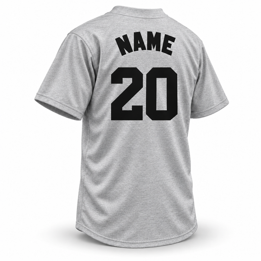 Montgomery Gray Sox NLB jersey gray back mockup with solid black block NAME and number 20 without outlines