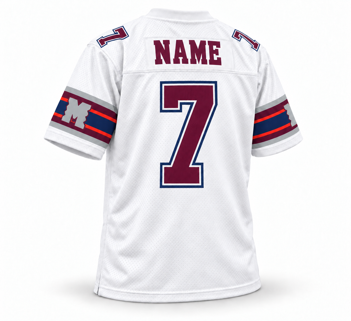 Montreal Machine white WLAF jersey, NAME and number 7, back view