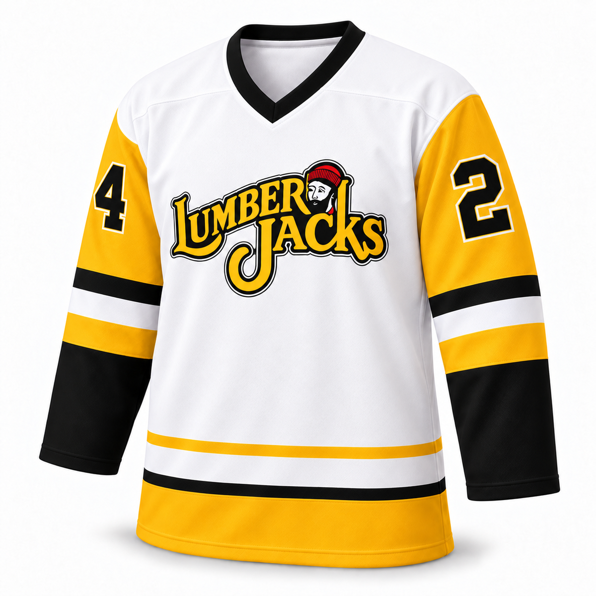 Muskegon IHL Lumberjacks white jersey front, number 24