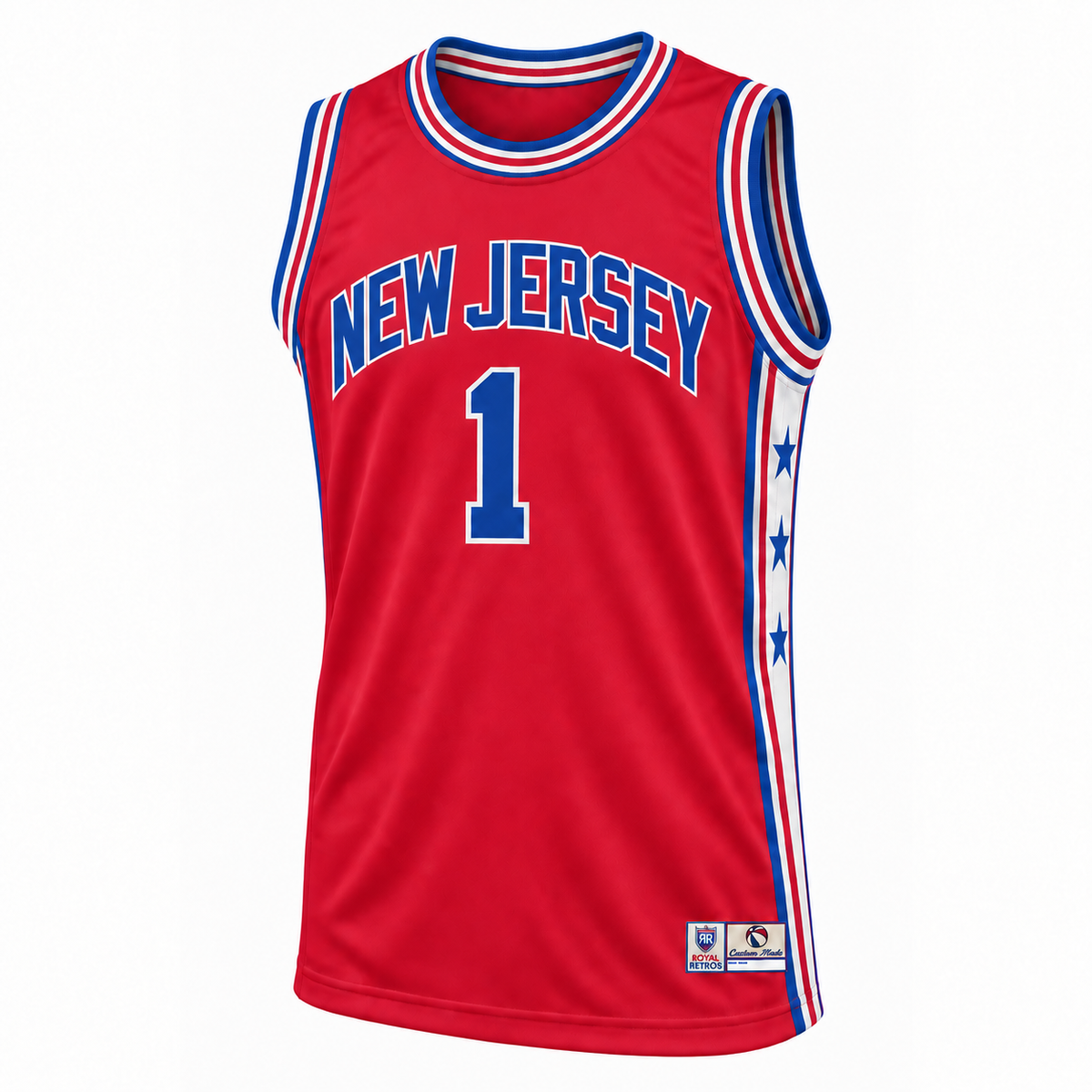 New Jersey Americans Jersey — Red, front, NEW JERSEY and number 1.