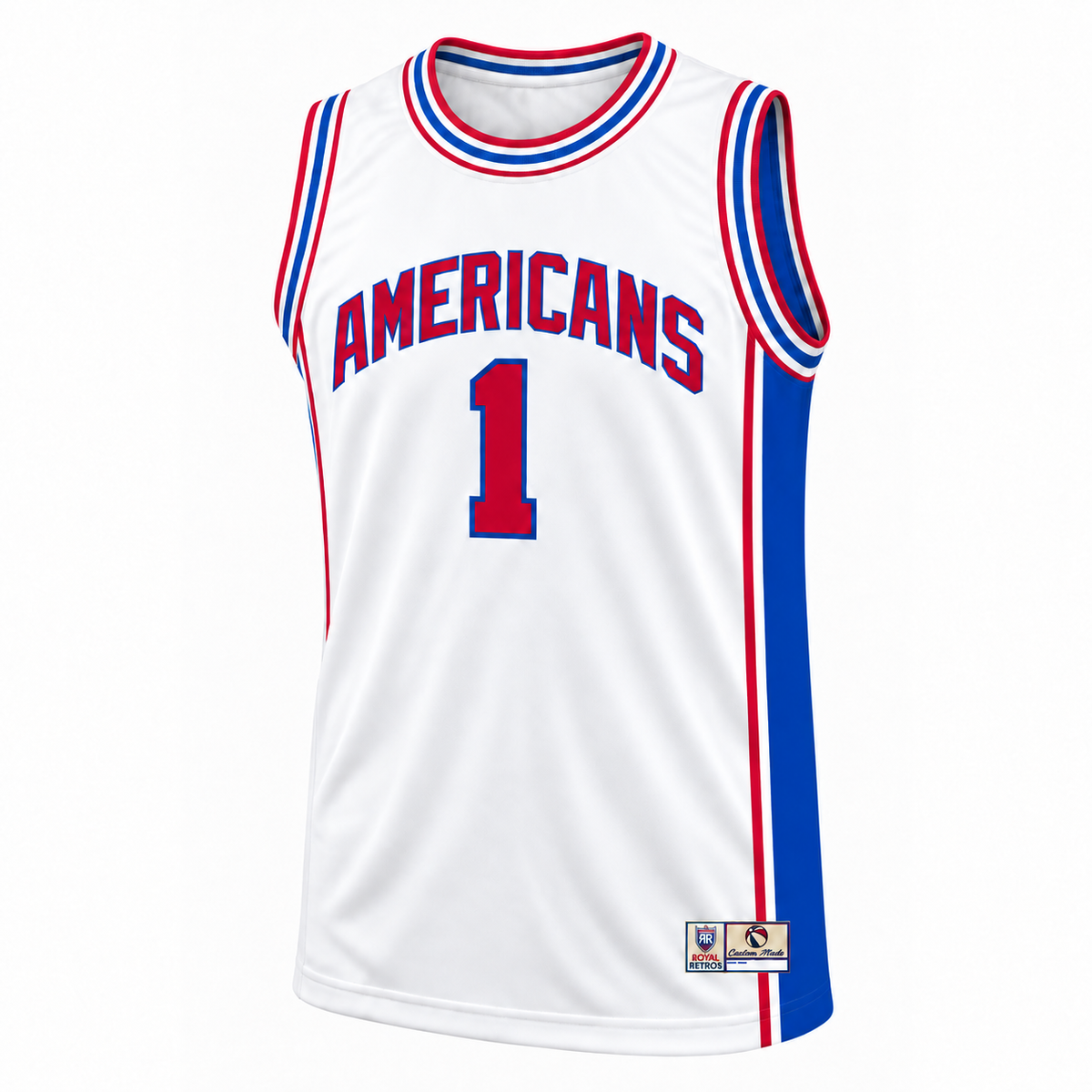 New Jersey Americans Jersey — White, front, AMERICANS and number 1.