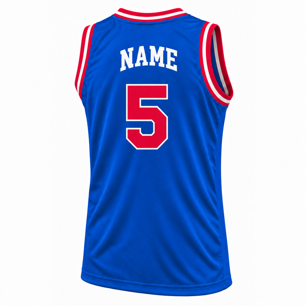 New Jersey Basketball Jersey — royal blue number 5 back approved mockup