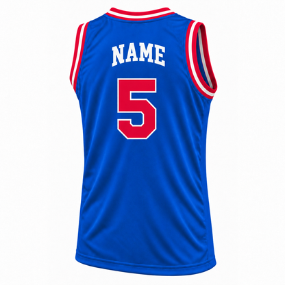 New Jersey Basketball Jersey — royal blue number 5 back approved mockup