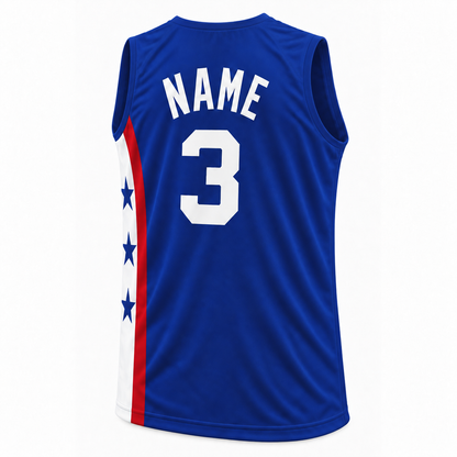 New York ABA Jersey — Blue, back, NAME and number 3.