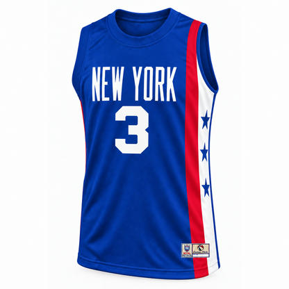 New York ABA Jersey — Blue, front, NEW YORK and number 3.