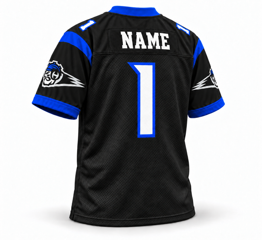 2001 New York/New Jersey Hitmen XFL Jersey – black back custom number 1 mockup
