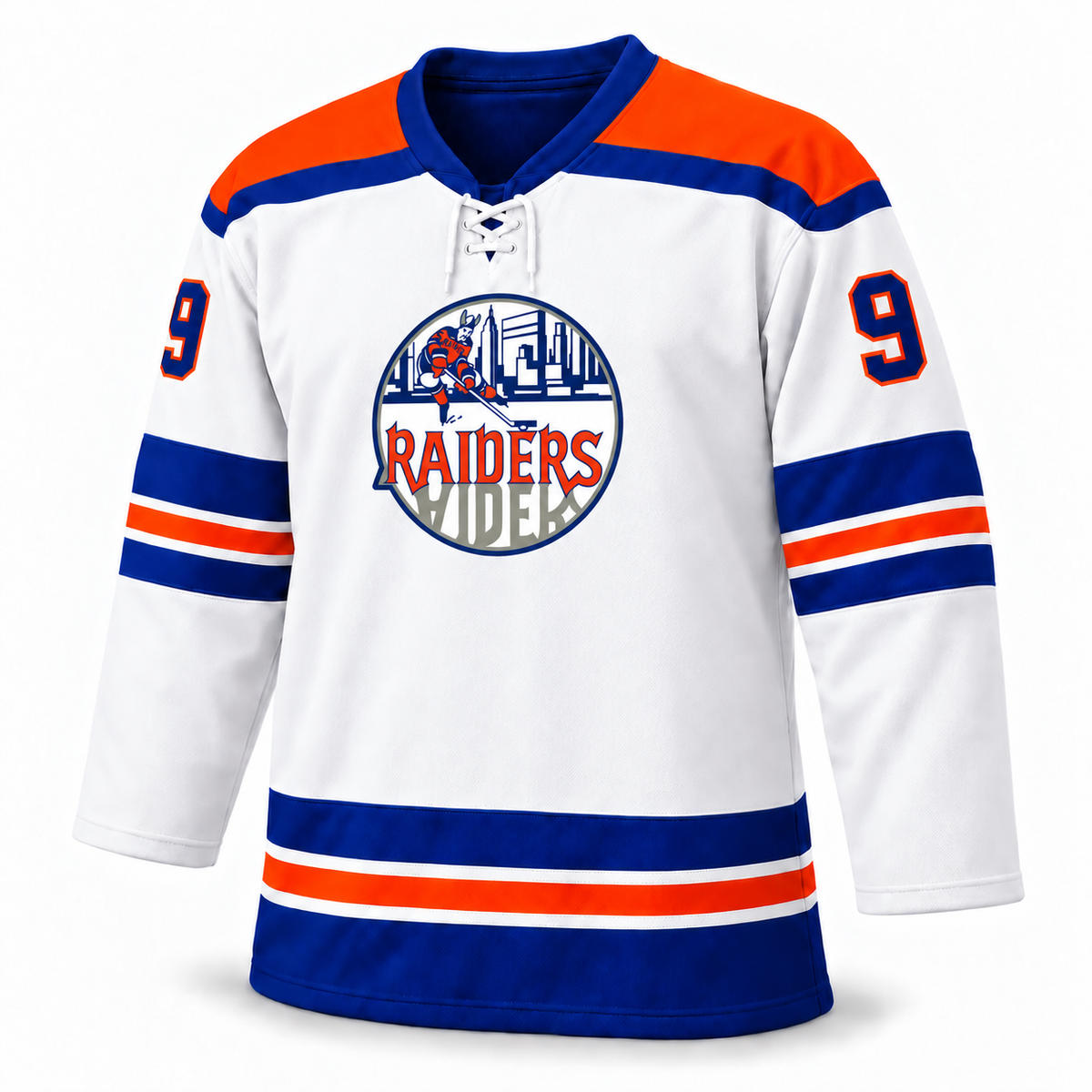 New York Raiders white jersey front, number 9