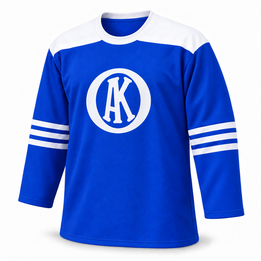 1960 Omaha Knights blue jersey front with round collar