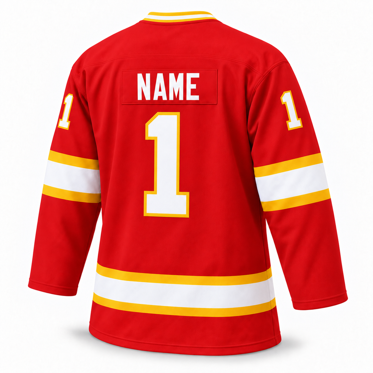 1975 Omaha Knights red jersey back mockup, number 1