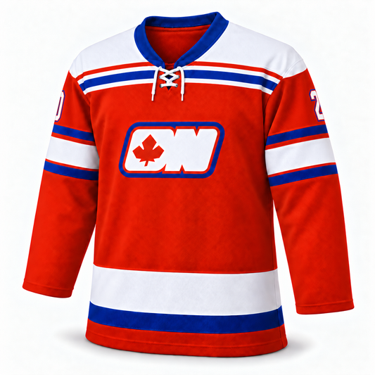 Ottawa Nationals red jersey front, custom number 20