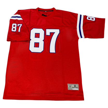 Red New England Colonials Jersey with number 87 in tackle twill design