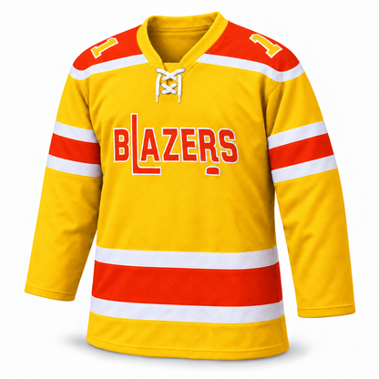 Philadelphia Blazers custom yellow jersey front, number 11