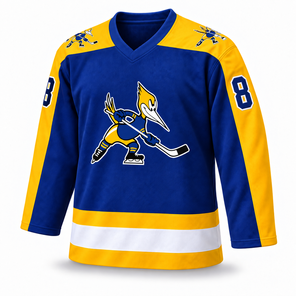 1974 Phoenix Roadrunners jersey — blue custom mockup front, number 8