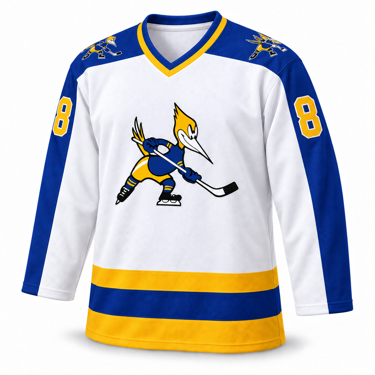 1974 Phoenix Roadrunners jersey — white custom mockup front, number 8