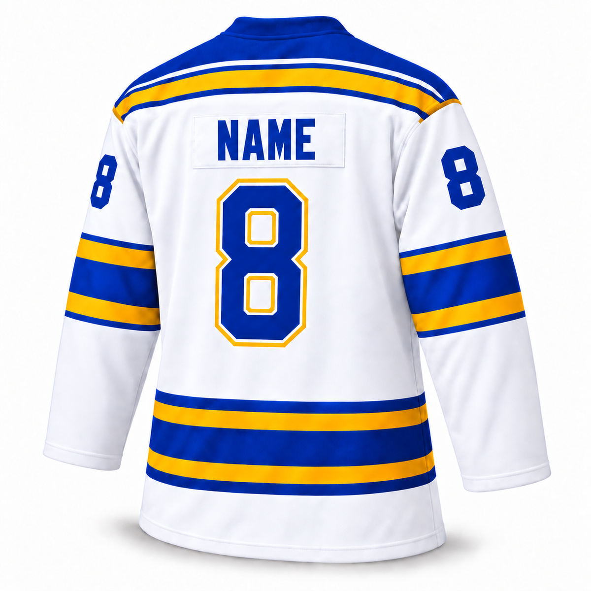 Phoenix Roadrunners white custom hockey jersey back mockup, NAME and number 8