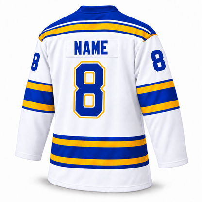 Phoenix Roadrunners white custom hockey jersey back mockup, NAME and number 8