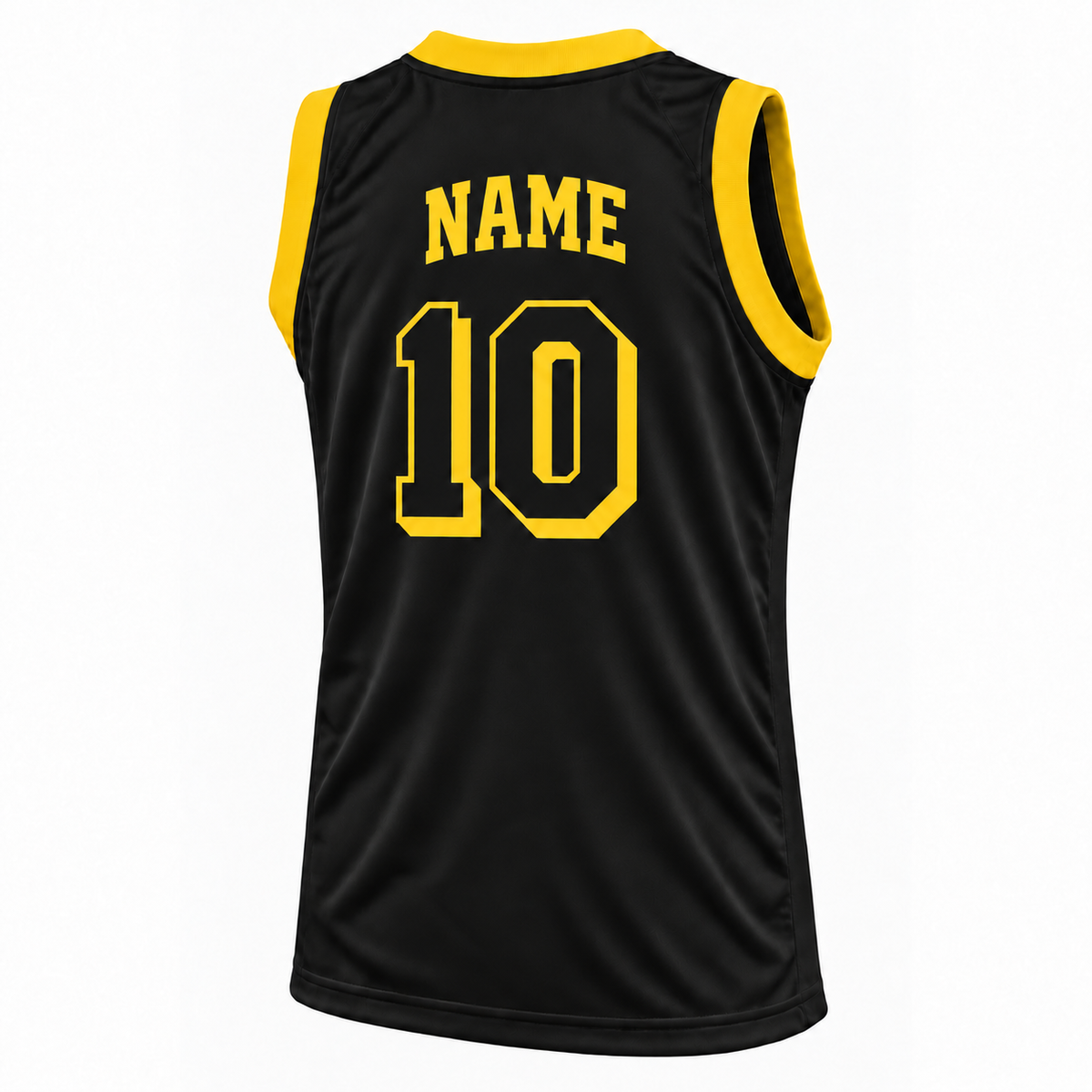 Pittsburgh Ironmen Jersey Black back mockup, number 10 with offset drop shadow, NAME in solid block letters without outline.