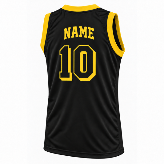 Pittsburgh Ironmen Jersey Black back mockup, number 10 with offset drop shadow, NAME in solid block letters without outline.