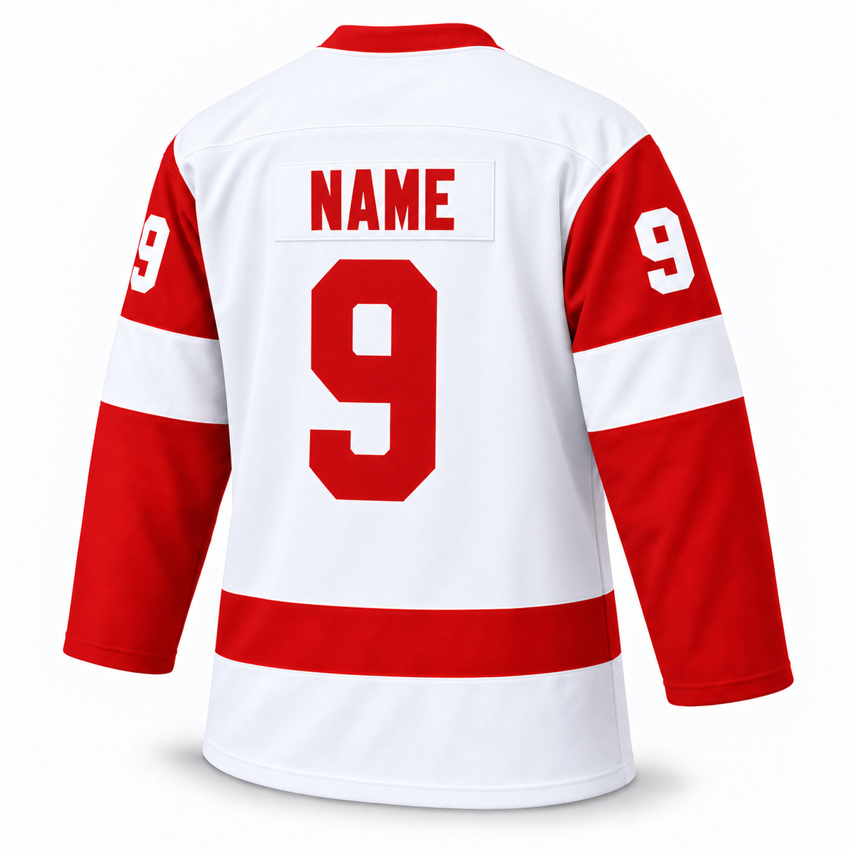 Port Huron Flags white jersey back mockup, NAME and number 9