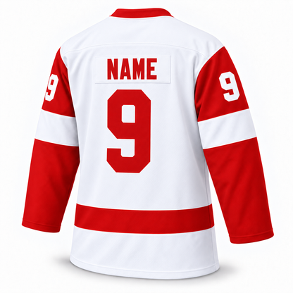 Port Huron Flags white jersey back mockup, NAME and number 9