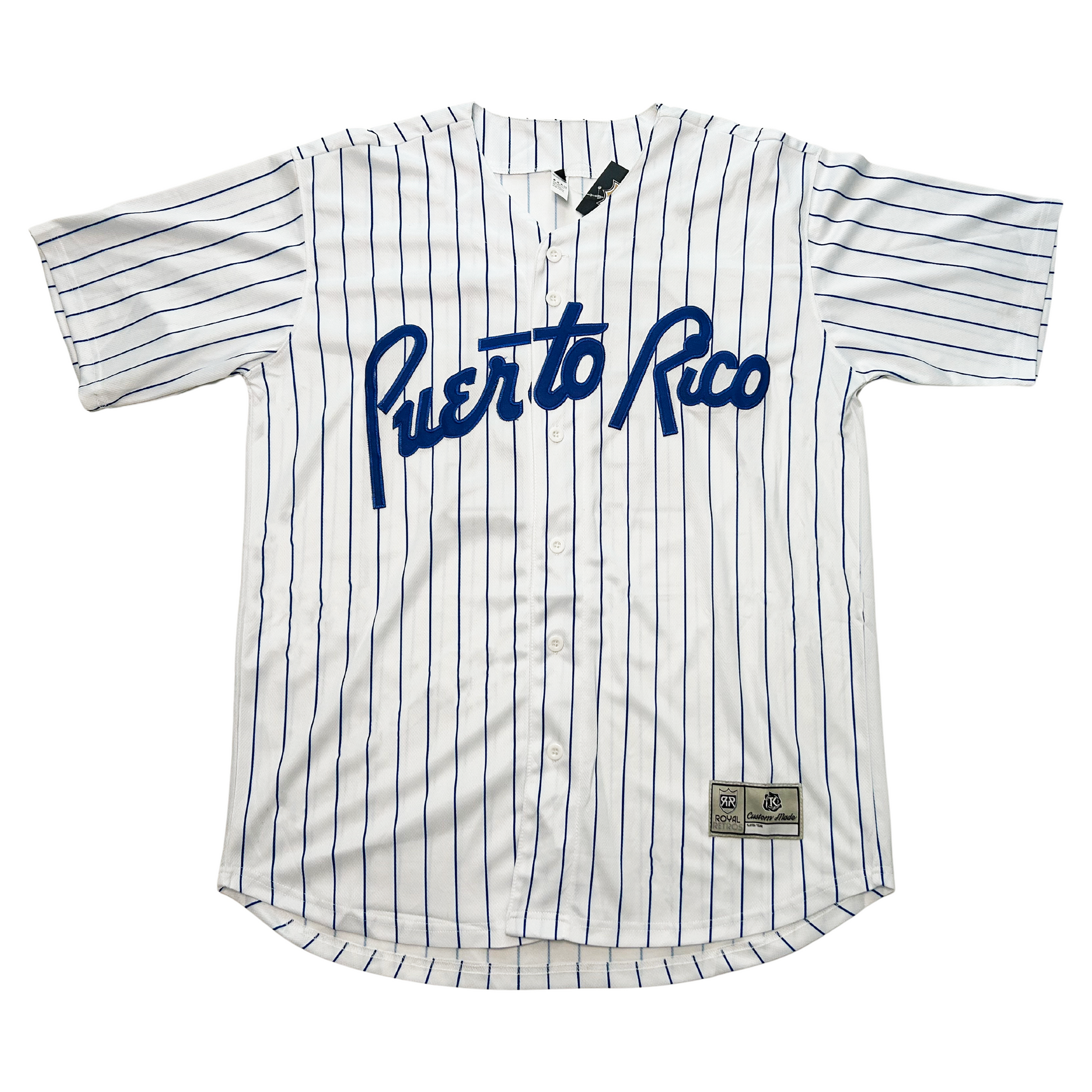 Puerto Rico Baseball Jersey - White - Large - Royal Retros