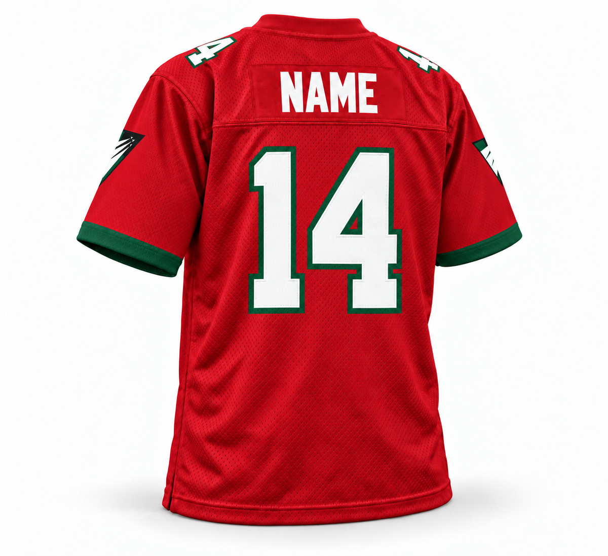 Raleigh-Durham Skyhawks WLAF jersey — Red back — white NAME and 14