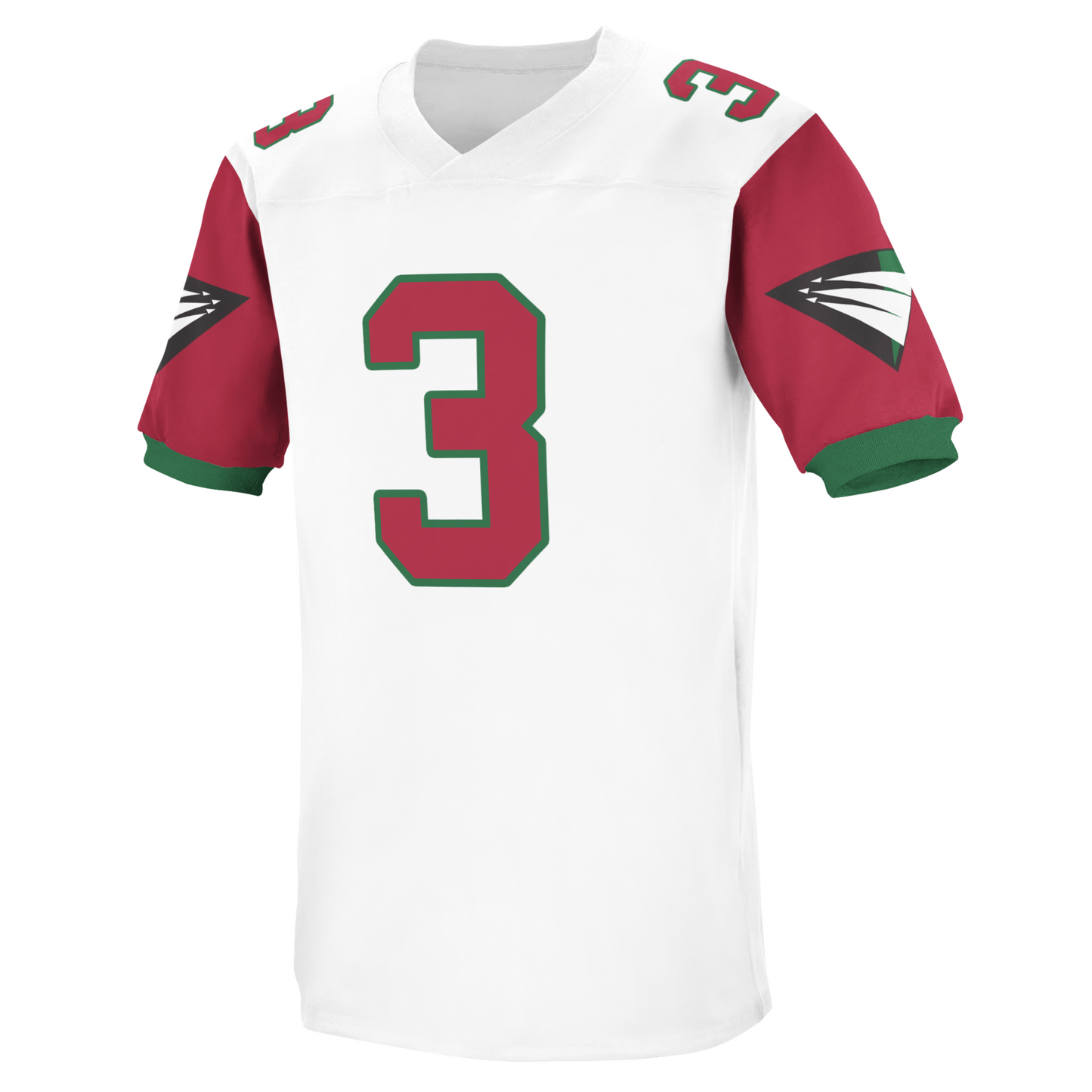 Raleigh-Durham Skyhawks WLAF Jersey white with red sleeves and red #3 Royal Retros