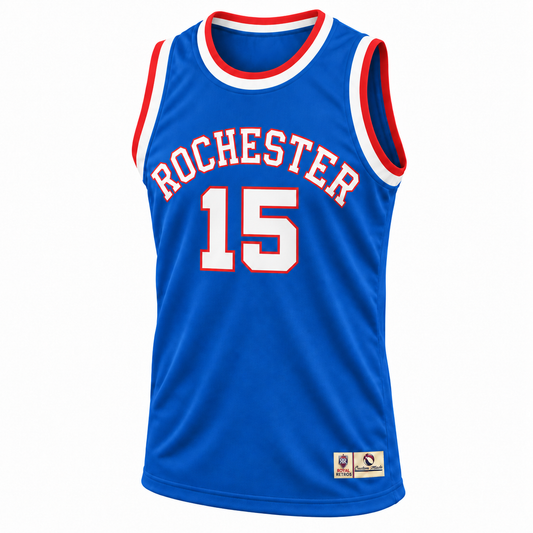 1948–49 Rochester Royals blue jersey, front, number 15