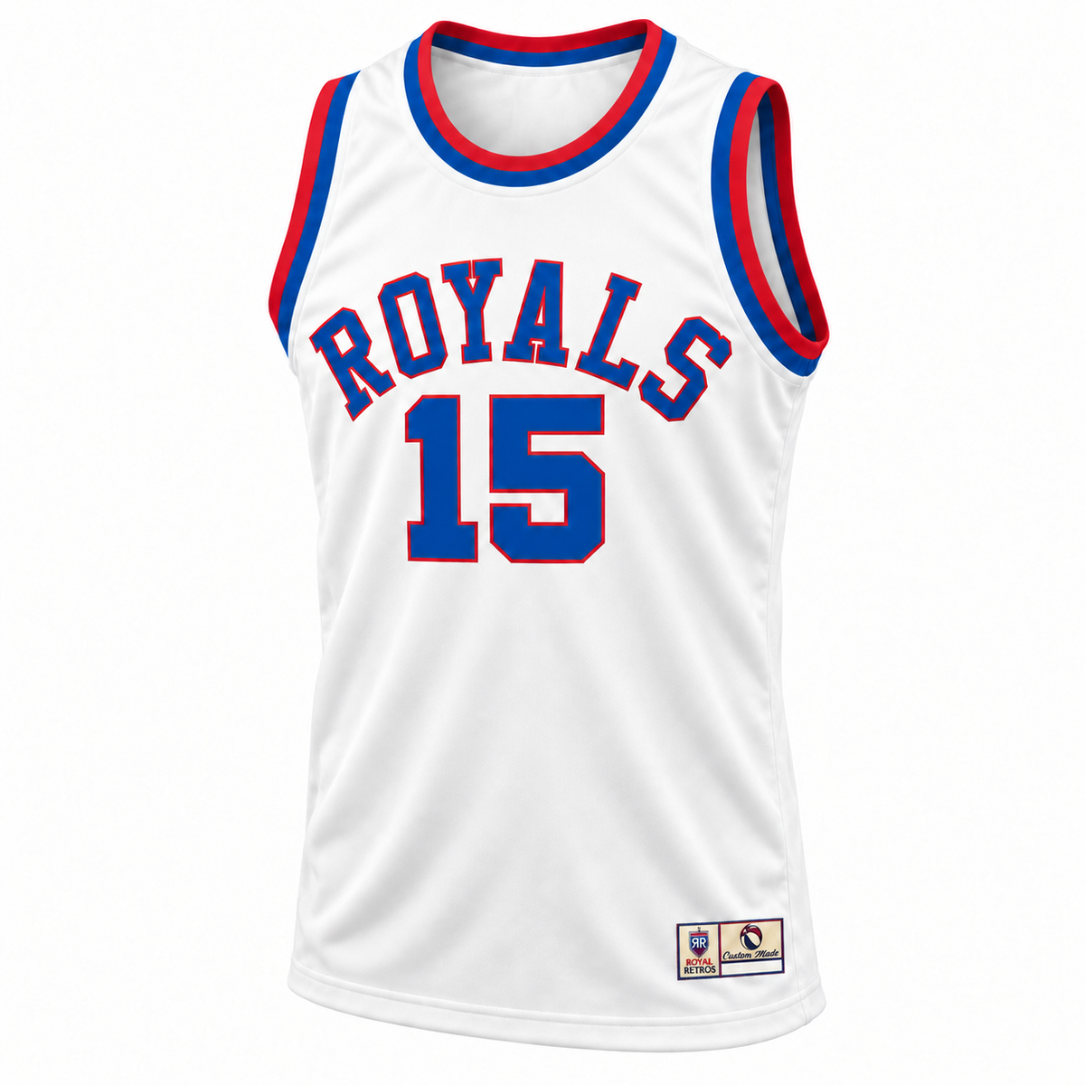 1948–49 Rochester Royals white jersey, front, number 15