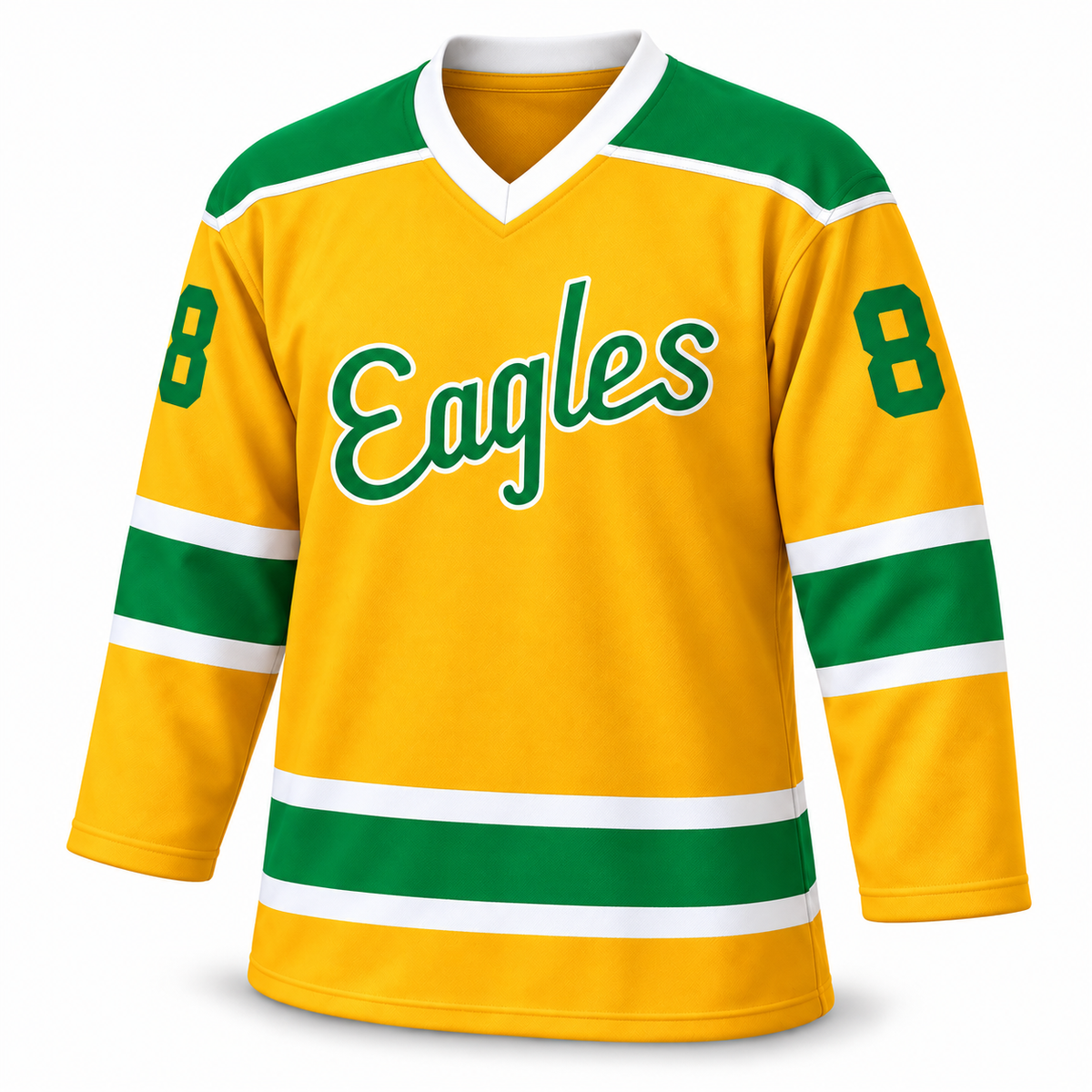 Salt Lake Golden Eagles 1970s yellow front hockey jersey mockup