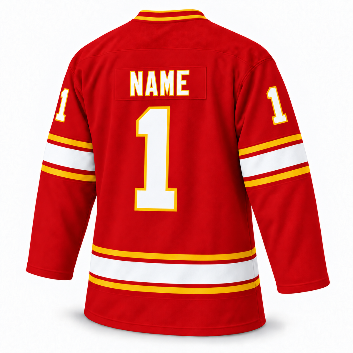 Salt Lake Golden Eagles 1990s red jersey back, NAME and number 1