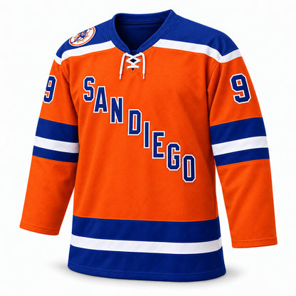 San Diego Mariners orange jersey front, SAN DIEGO, number 9