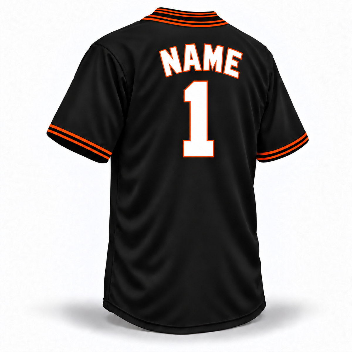San Diego Tigers NLB Jersey — black back with white NAME and number 1 outlined in orange