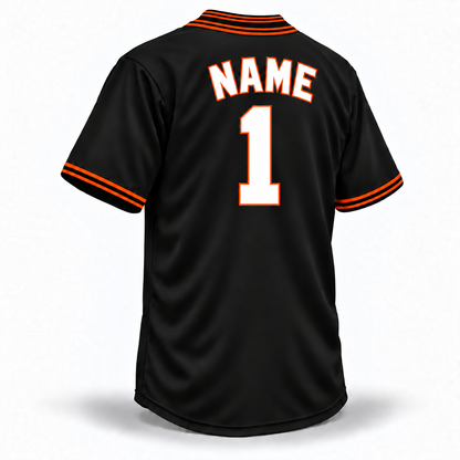 San Diego Tigers NLB Jersey — black back with white NAME and number 1 outlined in orange