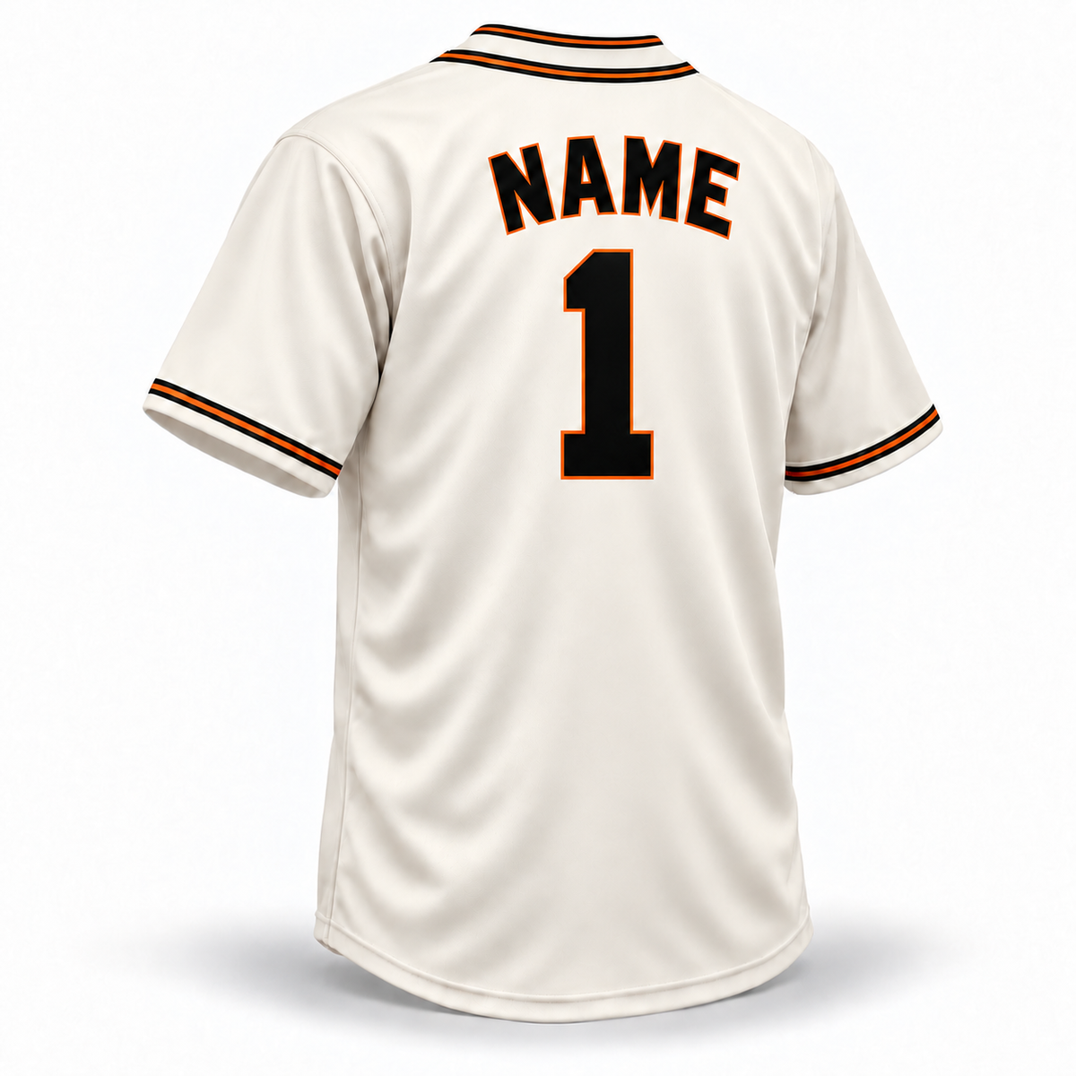 San Diego Tigers NLB Jersey — cream back with black NAME and number 1 outlined in orange