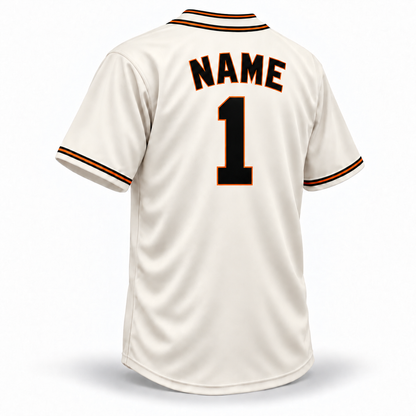 San Diego Tigers NLB Jersey — cream back with black NAME and number 1 outlined in orange