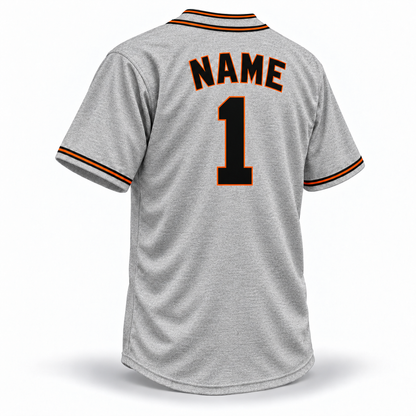 San Diego Tigers NLB Jersey — gray wool back with black NAME and number 1 outlined in orange