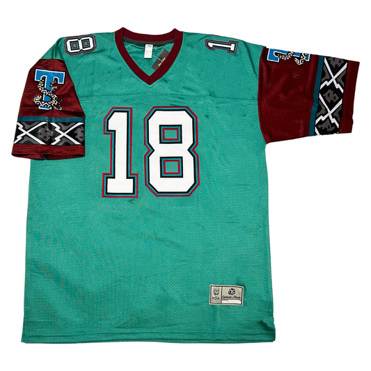 San Antonio Texans Jersey teal with burgundy sleeves and white #18 Royal Retros