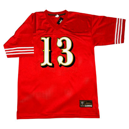 San Francisco 49ers brock purdy rivalries football jersey with saloon font numbers. throwback style faithful jersey