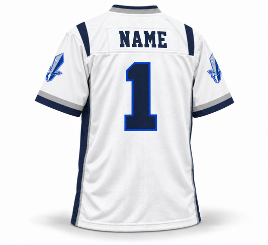 Scottish Claymores white WLAF jersey back, NAME and number 1