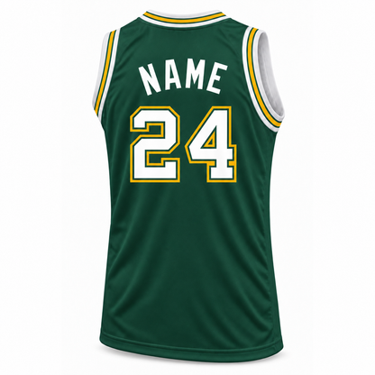 Seattle Basketball Jersey green back mockup, number 24, NAME lettering