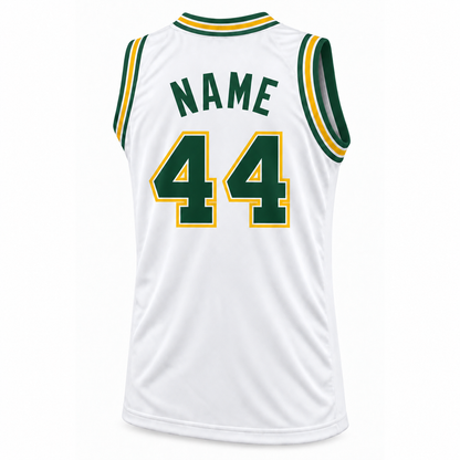 Seattle Basketball Jersey white back mockup, number 44, NAME lettering