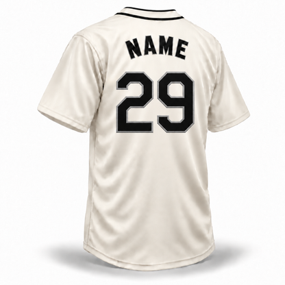 Seattle Steelheads Custom NLB Jersey – cream back mockup with black NAME and block number 29 outlined in silver-gray