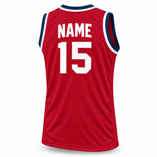 Sheboygan Red Skins Jersey — Red back mockup, number 15, NAME in block letters