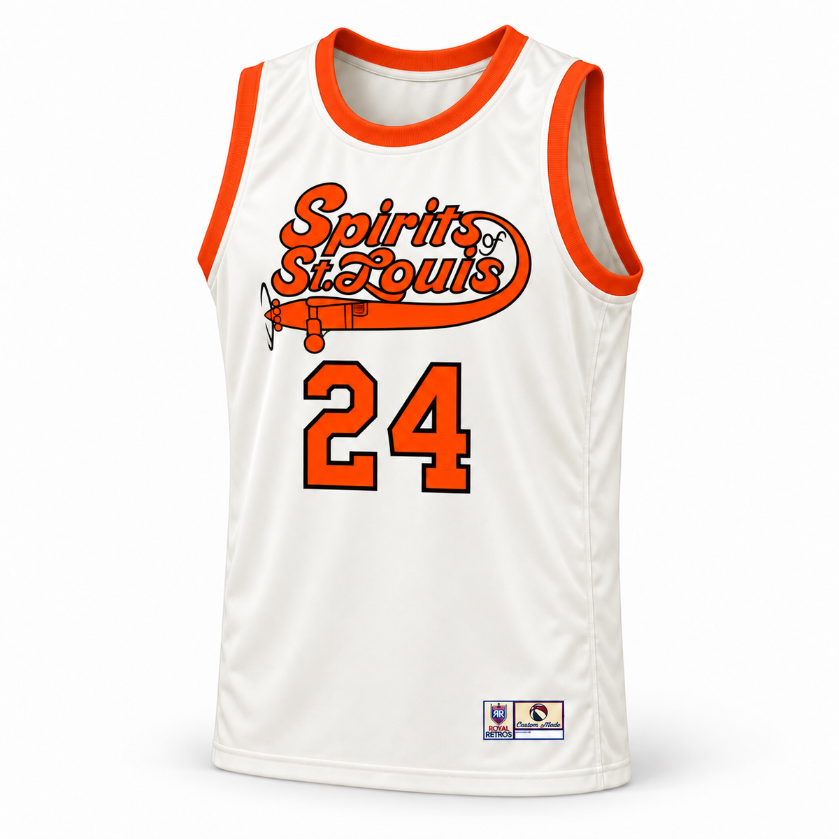 Spirits of St Louis white jersey front, number 24