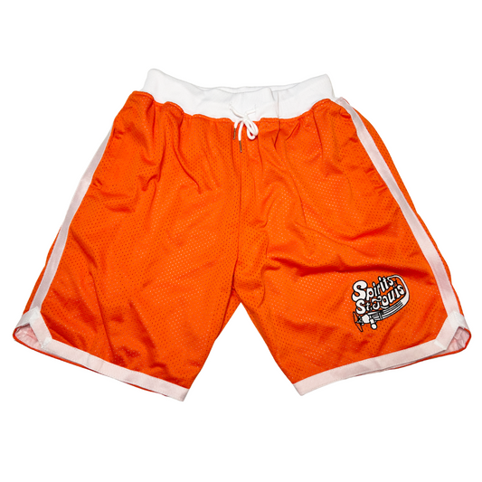 Orange mesh Spirits of St Louis Basketball Shorts, inspired by American Basketball Association