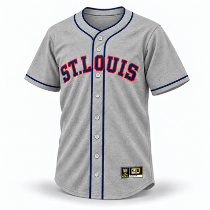 St Louis Stars NLB Jersey – gray wool front, navy lettering with red outlines